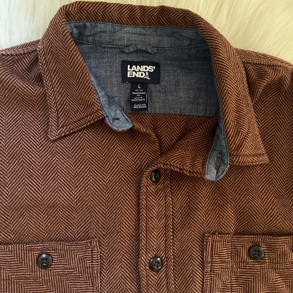 Lands' End Men's 100% Cotton Button Up - Picture 3 of 9